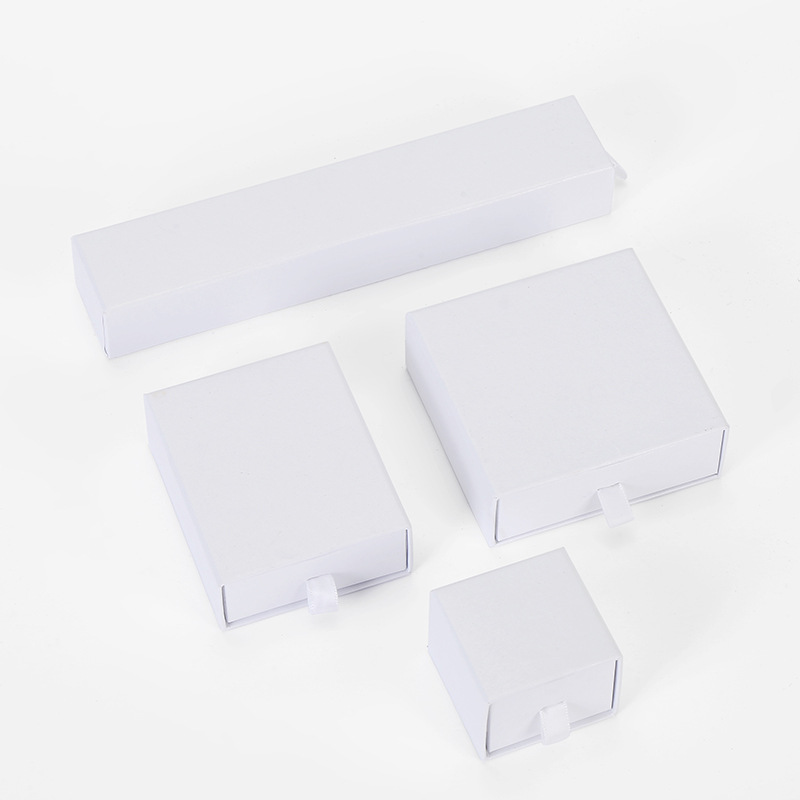 [DDisplay]Classic Style White Jewelry Set Box, Wedding Ring Case, Necklace Gift Package, Earring Studs Packing, Bracelet Drawer Box-image-424677466
