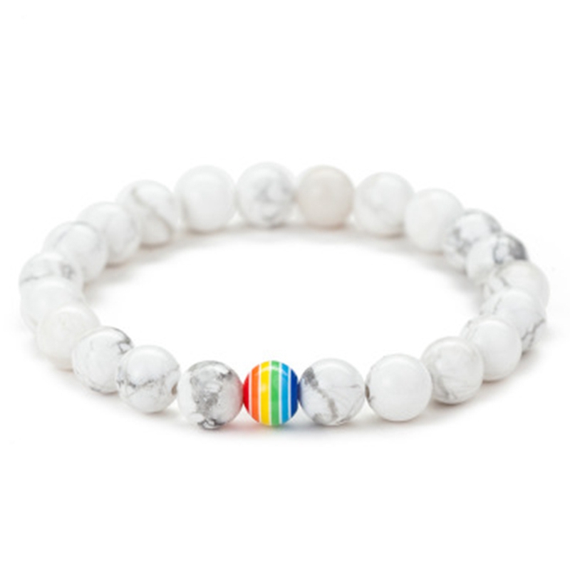

Rainbow Bracelet 2 Styles Fashion 8MM Pride Natural Stone Bead Bracelets & Bangles For Male Female Jewelry 2019 Drop Beaded, Strands