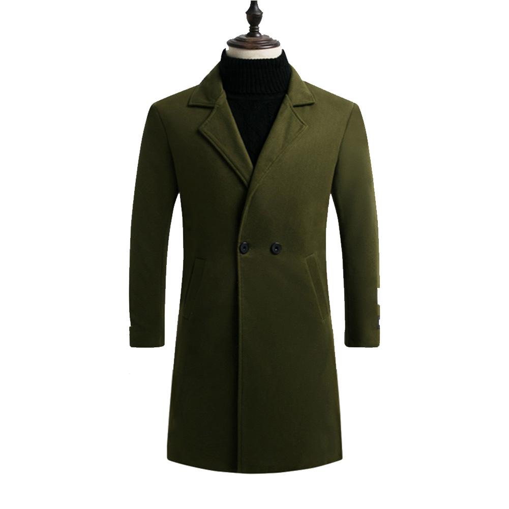 

MISSKY Couple Women Men Two-button Woolen Trench Coat V-Neck Lapel Plus Size Middle Long Winter Overcoat Male Tops Solid Color, Black