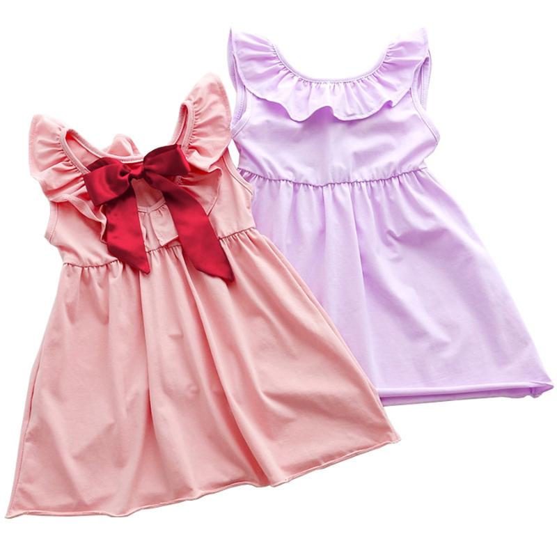 

nightgown pajamas 95% cotton kids sleepwear pink purple sleeveless Nightgowns summer kids gilrs sleepwear little girls