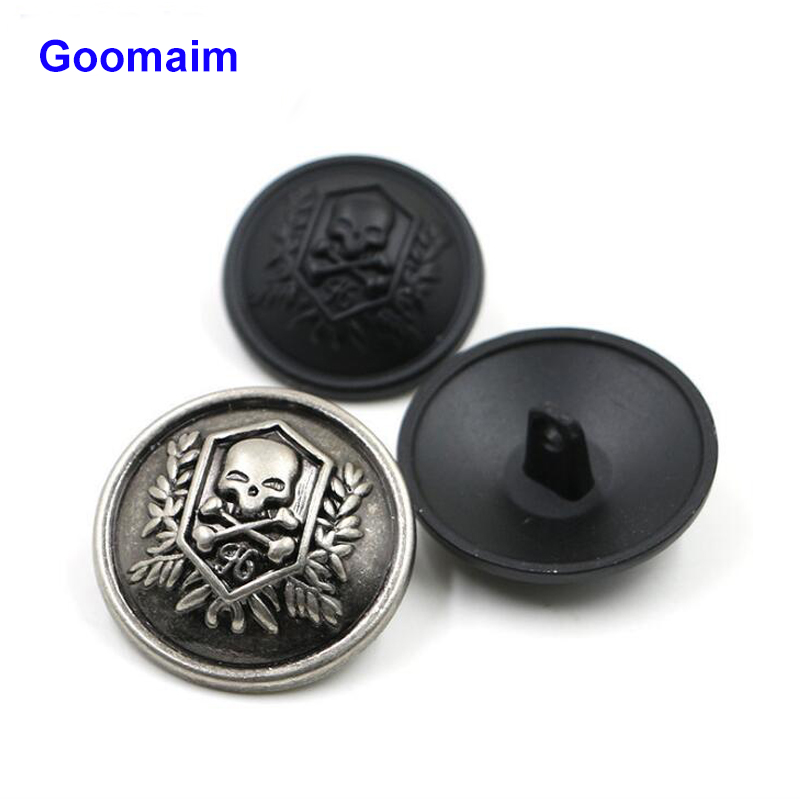 

100 pcs/lot 21 mm fashion skull retro metal buttons overcoat sewing zinc alloy jean buttons for men's sweater buttons