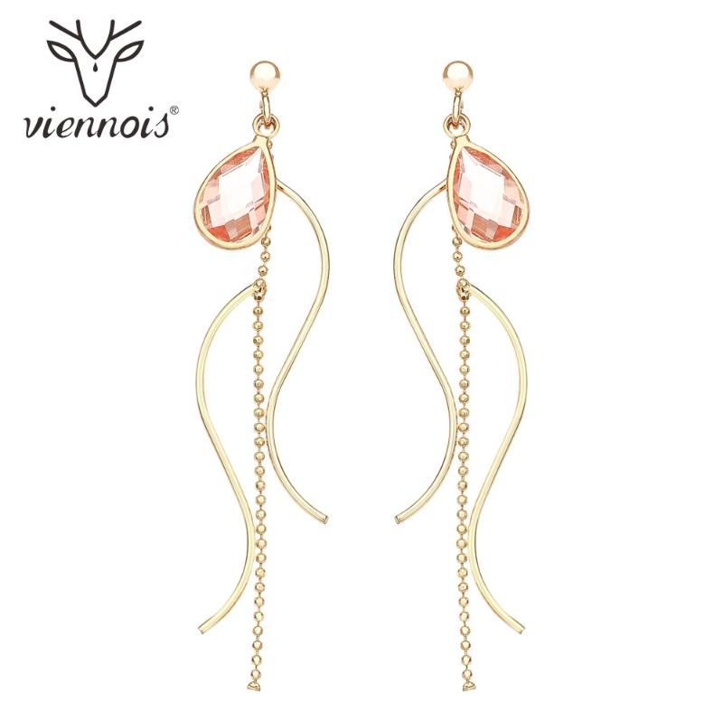 

Dangle & Chandelier Viennois Earrings For Women In Zircon Design Gold ColorFemale Metallic Party Jewelry