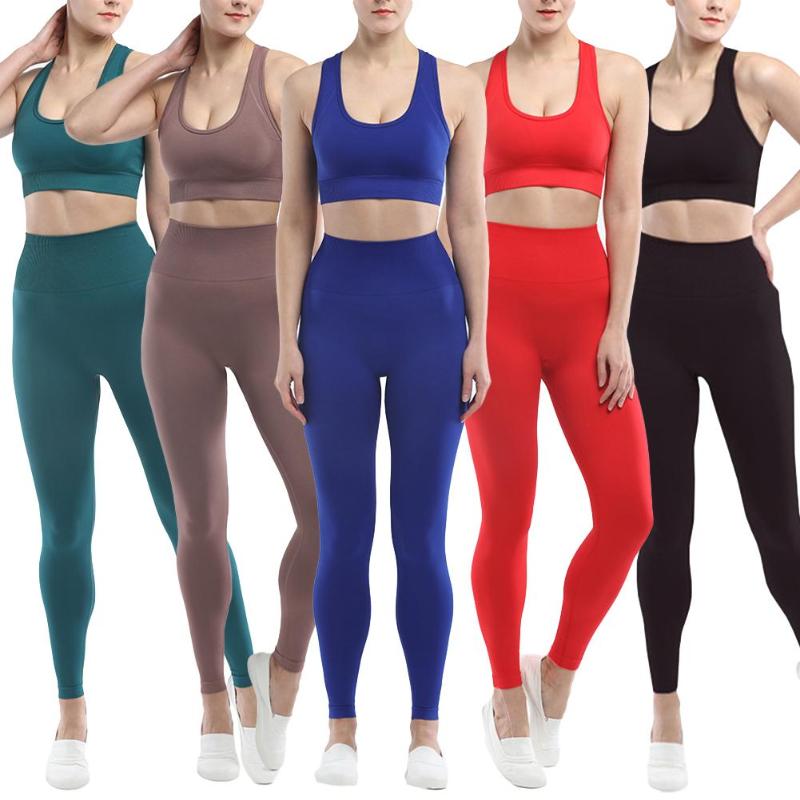 

2 Pcs Set Workout Clothes for Women Sports Bra and High Waist Leggings Set Sports Wear for Women Gym Clothing Athletic Yoga, Black