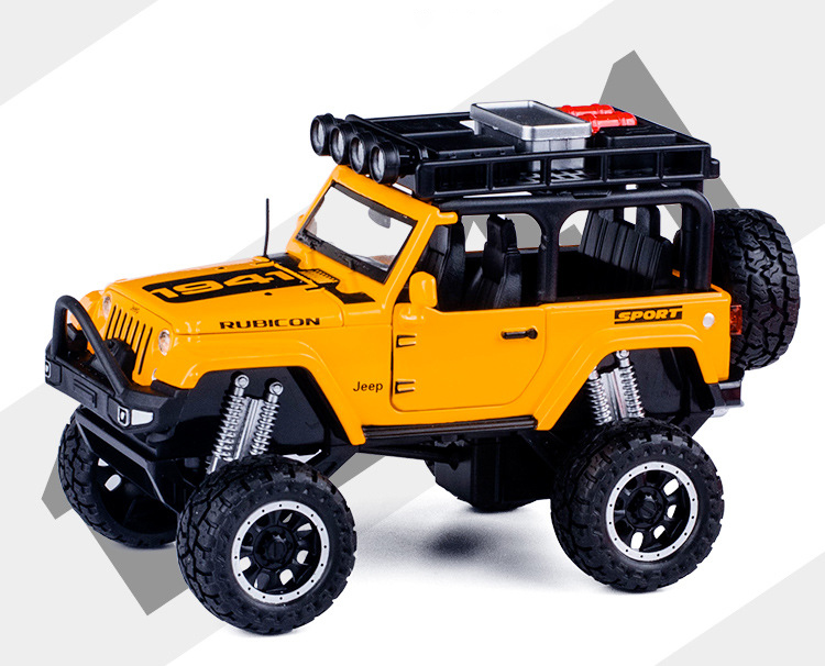 1:32 Jeep Wrangler Rubicon Off-road SUV Diecast Car Model Toy Vehicle Yellow Kid