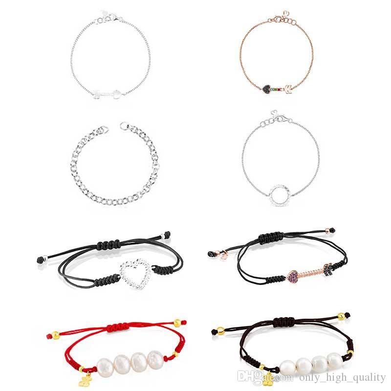 

High quality 925 Sterling Silver Spanish fashion brand Spanish bear brand hand rope bracelet and original logo women's jewelry wholesal