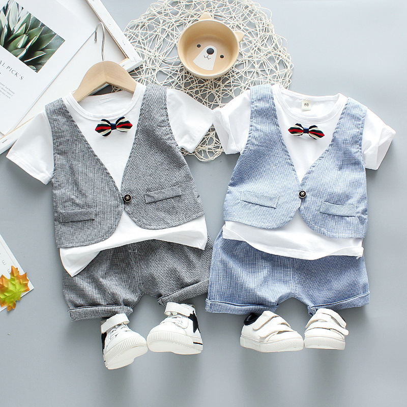 

Cotton Baby Boys Clothes Out Children Summer Tie T Shirts Shorts 2Pcs/sets Infant Relaxed Outfit Kids Fashion Toddler Tracksuits, Yt 1koulingjieswhite
