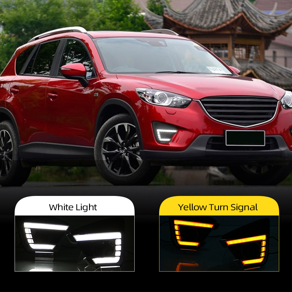 

Turn Signal style Relay 12V led car drl daytime running lights with fog lamp hole for Mazda cx-5 cx5 cx 5 2012 2013 2014 2015 2016