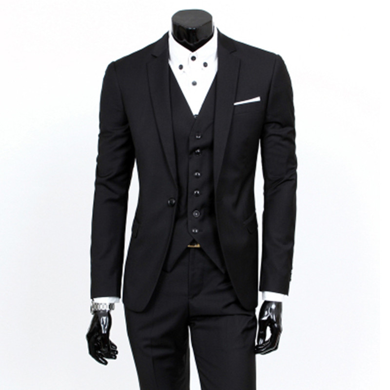 

New 2020 Mens Light Grey Suits Jacket Pants Formal Dress Men Suit Set men wedding suits groom tuxedos Male leisure Blazers, Black