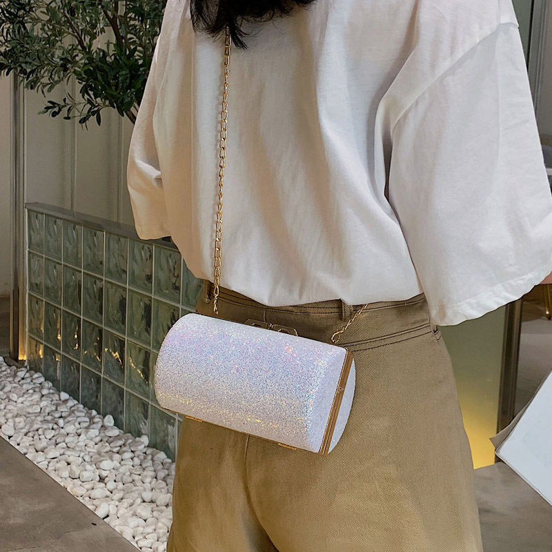 

2020 new women's shoulder bag Korean version of the simple ladies clutch bag fashion sequins foreign ladies shoulder, Black