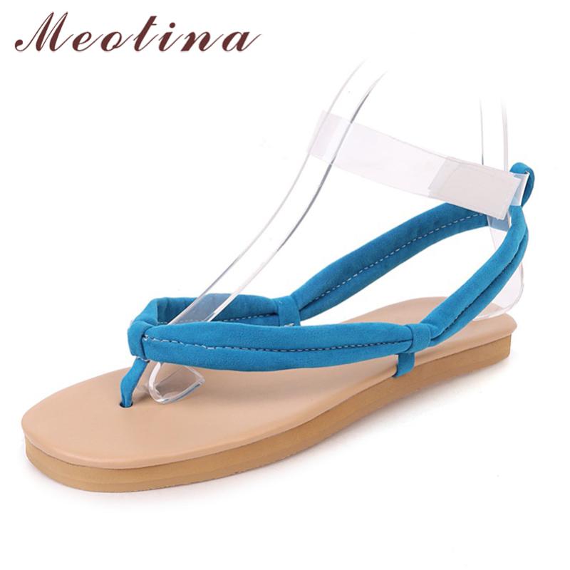 

Meotina Women Sandals Flip Flops Flat Shoes Female Round Toe Flat Causal Footwear Lady Summer Beach Sandals Red Orange Size 46, Navy blue