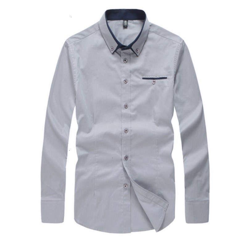 

Quality Striped Dress Shirt Cotton Brand Clothes Slim Fit Men Formal Long Sleeve Casual Men's Shirts Social Camisa Masculina, Gray