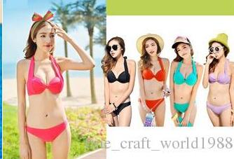 

New Women Sexy Push Up Bikini Set + Skirt Swimsuit Solid Bathing Suit Swimwear Free Shipping 2set/lot, Red