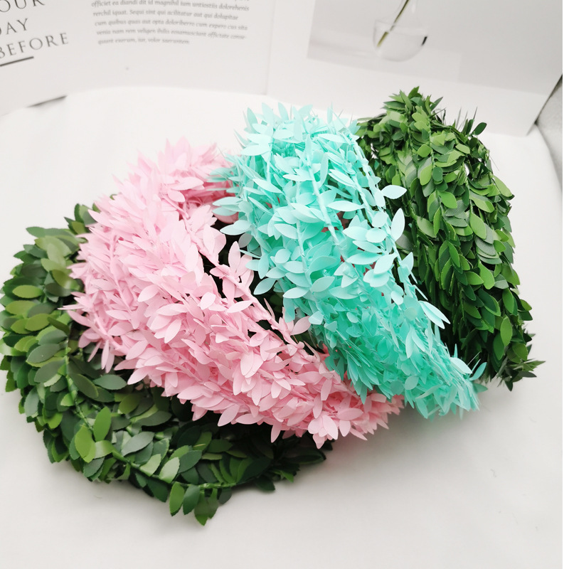 

3.75M 150inch/pcs Silk Garland Green Leaf Iron Wire Artificial Flower Vine Rattan For Wedding Car Decoration DIY Wreath Flowers