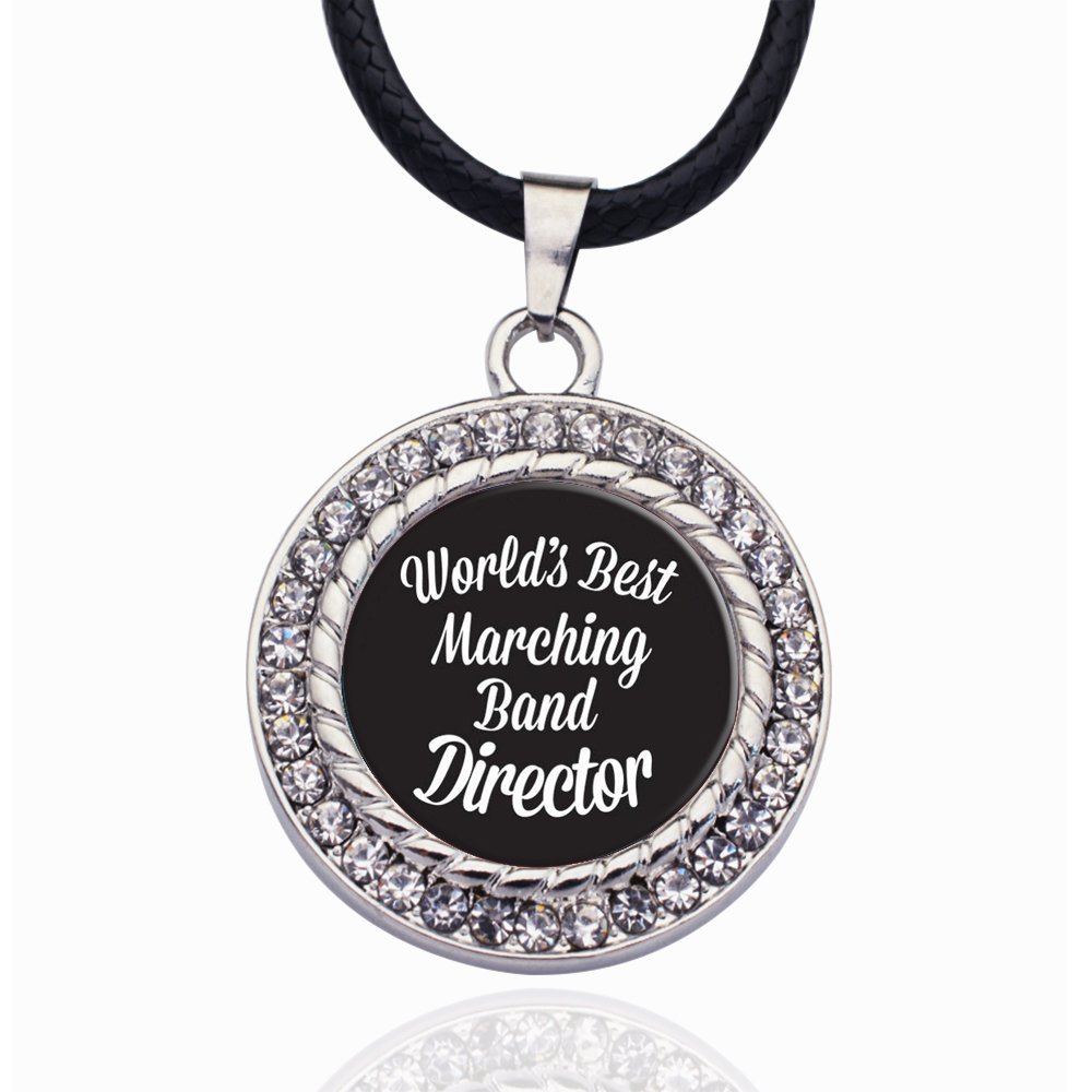 

World's Best Marching Band Director Circle Charm Necklace Stars Ball Pendant Crystal Collares Chain Necklace For unisex
