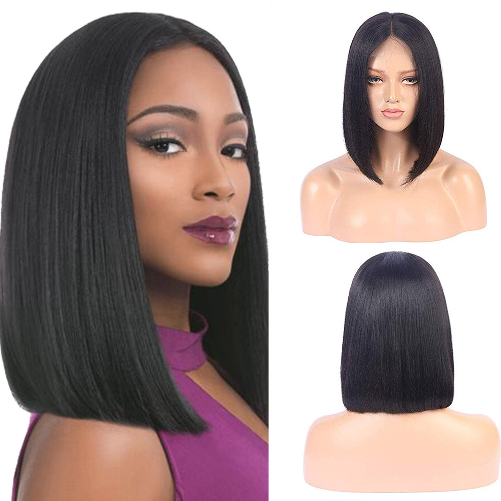 

Bob Wigs Brazilian Straight Short Lace Front Human Hair Wigs For Black Women Pre Plucked With Baby Hair ombre Remy Hair bob wig, Natural color