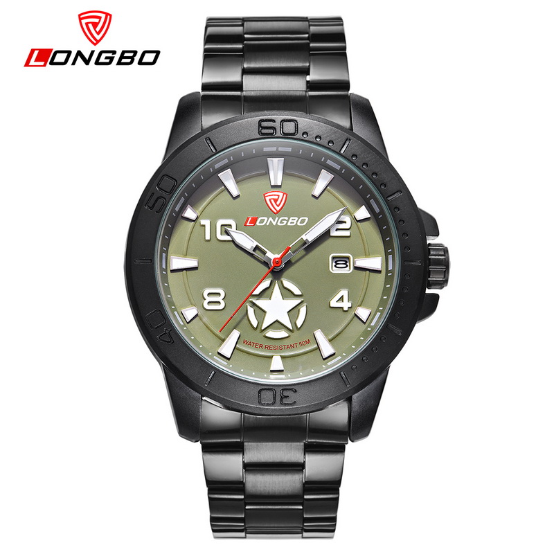 

LONGBO Luxury Men Army Star Sports Canvas Leather Quartz Watches For Men Leisure Clock Simple Watch Relogio Masculino 80217, Slivery;brown