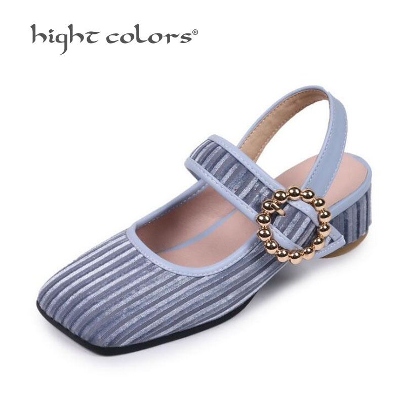 

Hight Colors Women Shoes Flock High Heels Pointed Toe Slingbacks Thick High Heel Pumps Summer Lady Party Heels P3XR(A-9, Black
