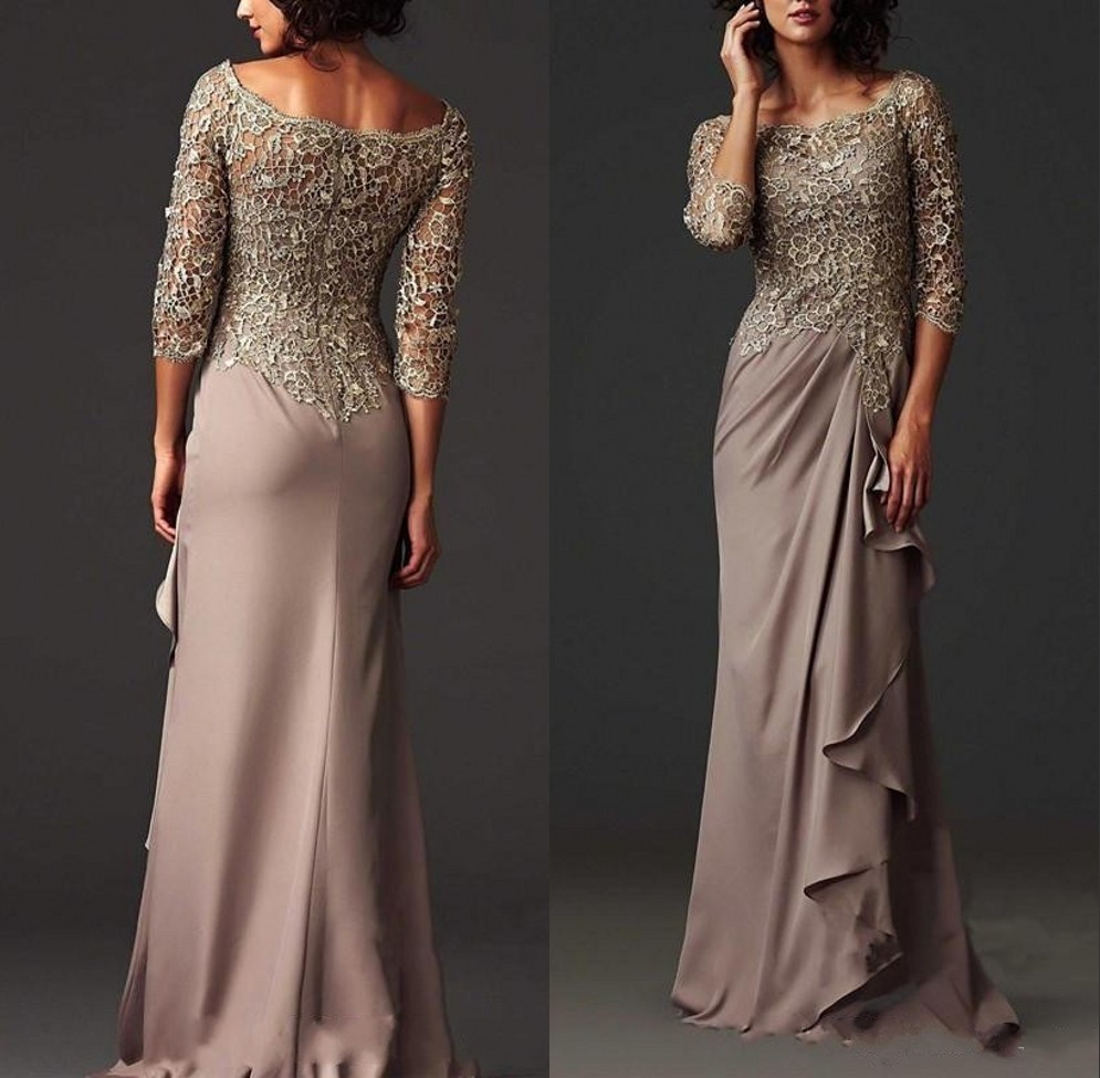 

Arabic Modest Lace Mother Dress Elegant Scoop Neck Sheath Mother of The Bride Dresses Formal Evening Gown