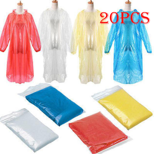 

20Pcs Disposable Raincoat Adult Emergency Waterproof Poncho Travel Hiking Camping Rain Coat Unisex Rainwear Camping Rain Coat