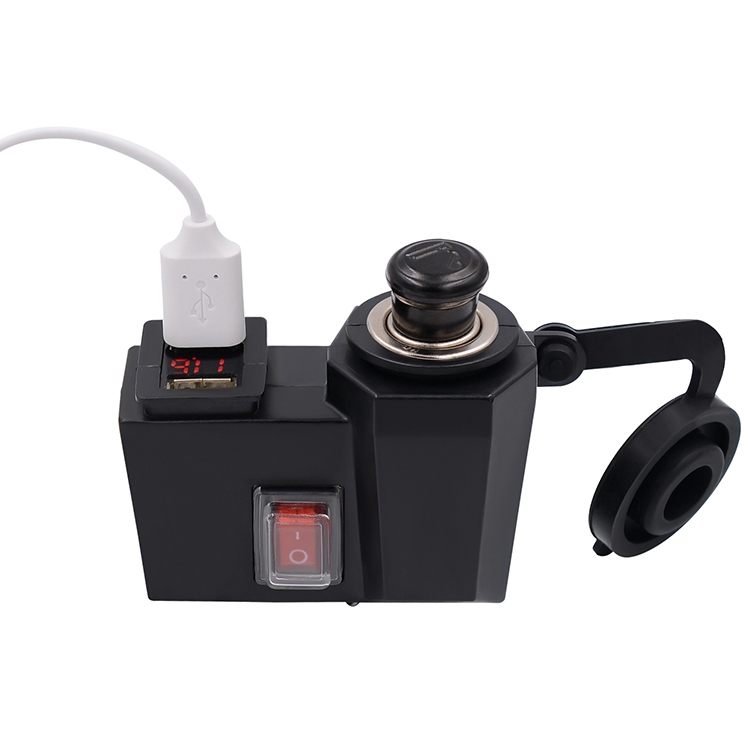 1PC 4.2A Waterproof Dual USB LED Voltmeter Cigarette Lighter Socket With Switch Car Motorcycle Charger-image-488926160