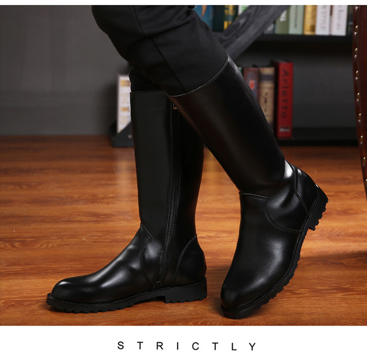 

Hot Sale-Unisex boots Big size PU half boots for Men western boot army footwear Cowboy boot inside zip shoes for riding horse zy602, Black