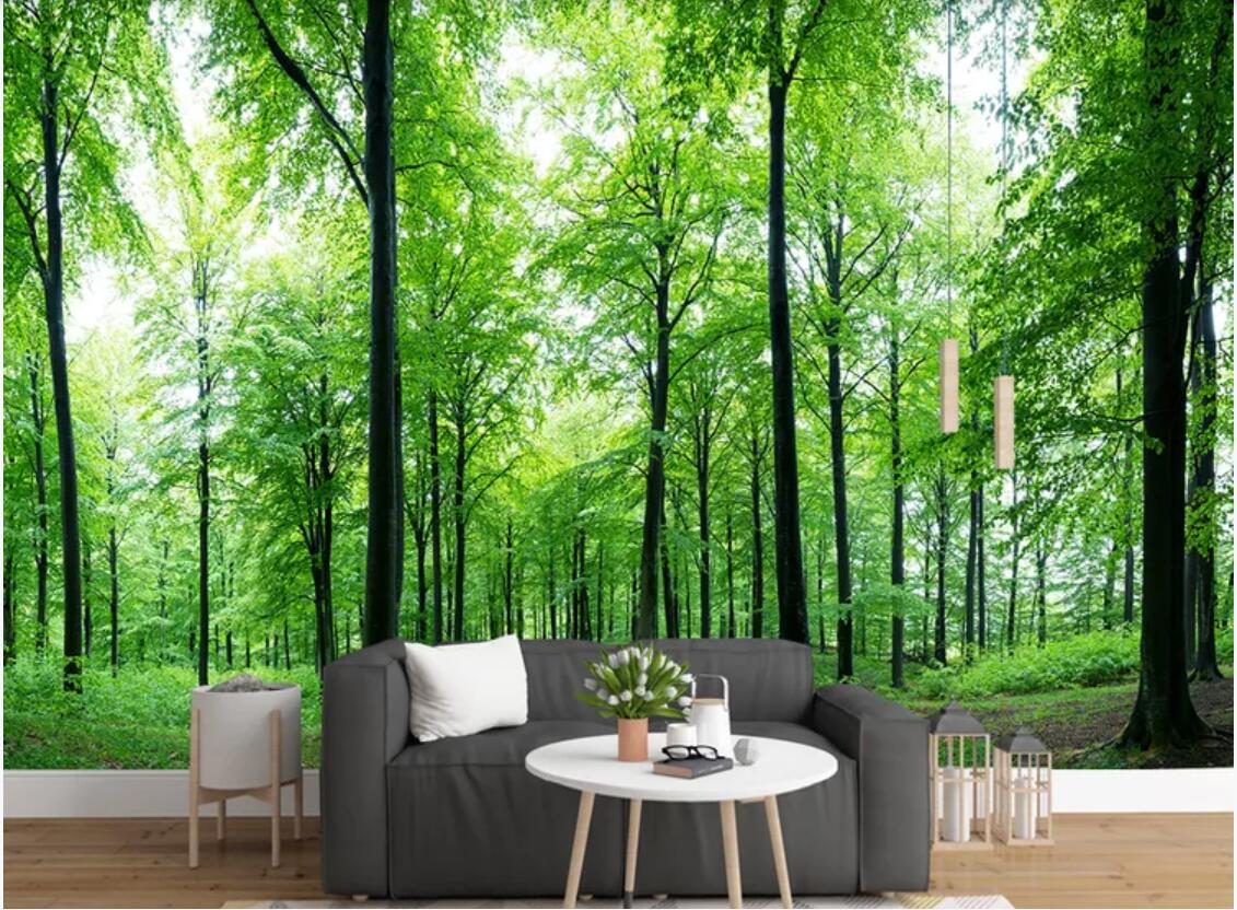 

3d wallpaper custom photo murals Background wall Modern fresh green forest background wall natural scenery home decor wall art pictures, Picture shows