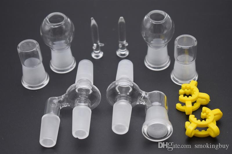 

14mm 18mm male female Dropdown oil ig Reclaimer Glass Adapter with Glass Dome Nail Keck Clip for Glass Bongs Oil Rig and Dab
