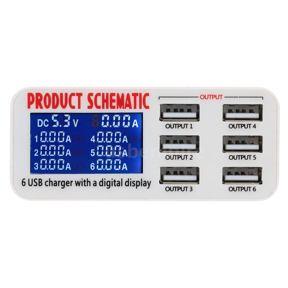 

USB Hub Desktop Phone Charger 6 Ports 6A Adapter Multi Port European plug