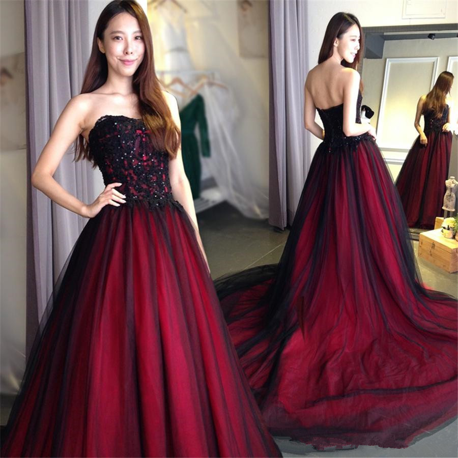 

Gothic A-Line Wedding Dresses with Color Sweetheart Lace Up Back Floor Length Long Black Burgundy robe de Wedding Gowns Vintage Bridal Gowns, White