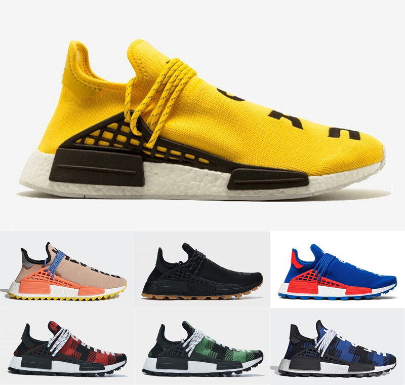

Human Race Mens Running Shoes Pharrell Williams NMDS Hu Trail Oreo Nobel Ink Black Nerd Women Walking Sneakers, R7
