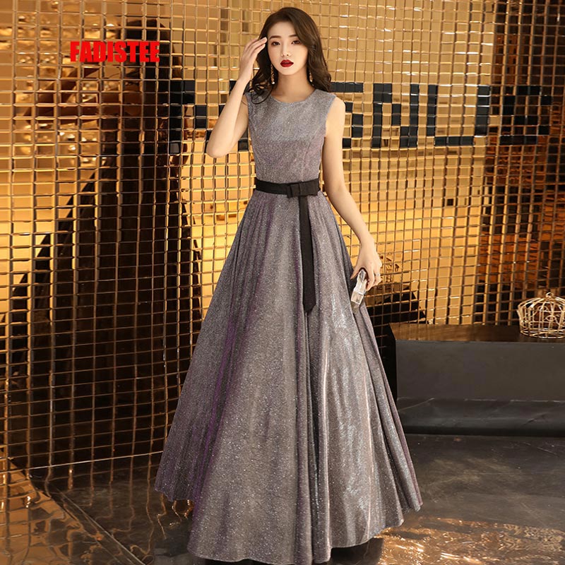 

FADISTEE New arrival sleeveless evening dresses prom dress Classic formal gown long bling satin long style special occasion Runway Fashion, Photo color