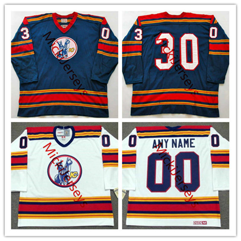 

Cucstom 1975 Kansas City Scouts hockey Jerseys DENIS HERRON STEVE DURBANO WILF PAIEMENT SIMON NOLET Bill McKenzie VINTAGE Jersey, Blue