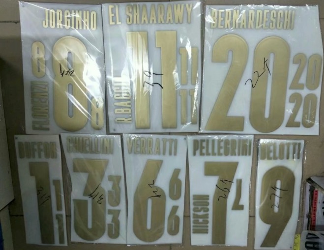 

2019/20 Italy third name sets Italy gold name and number BUFFON CHIELLINI VERRATTI EL SHAARAWY BERNARDESCHI gold name and number 2020