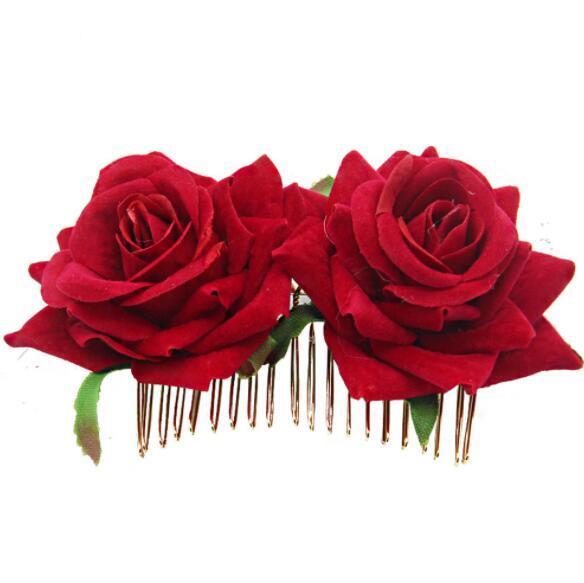 Broche Flor Roja para Mujeres Niñas Damas