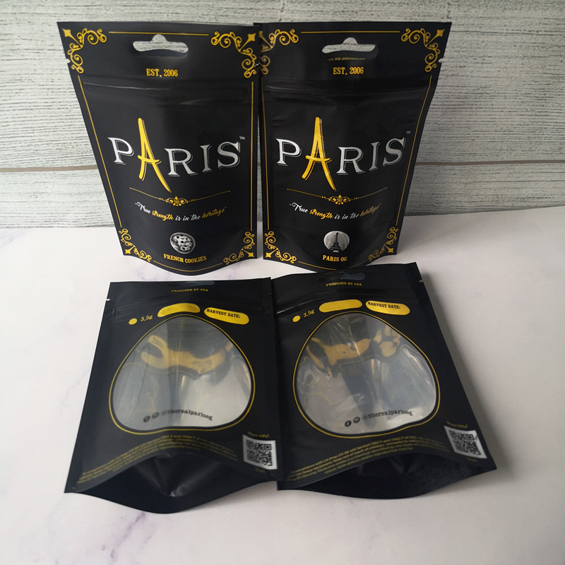 

New Arriival 3.5g Paris OG Smell Proof Bags French Cookis ChildProof Bag Stand Up Pouch Dry Herb Flowers