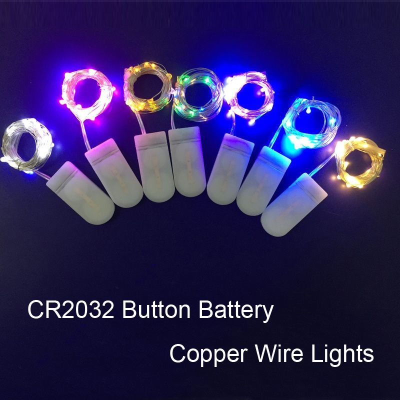 

LED Silver copper wire String Lights CR2032 Button Battery Operated Fairy Lights Christmas Decorations For Wedding Holiday Party Xmas Home