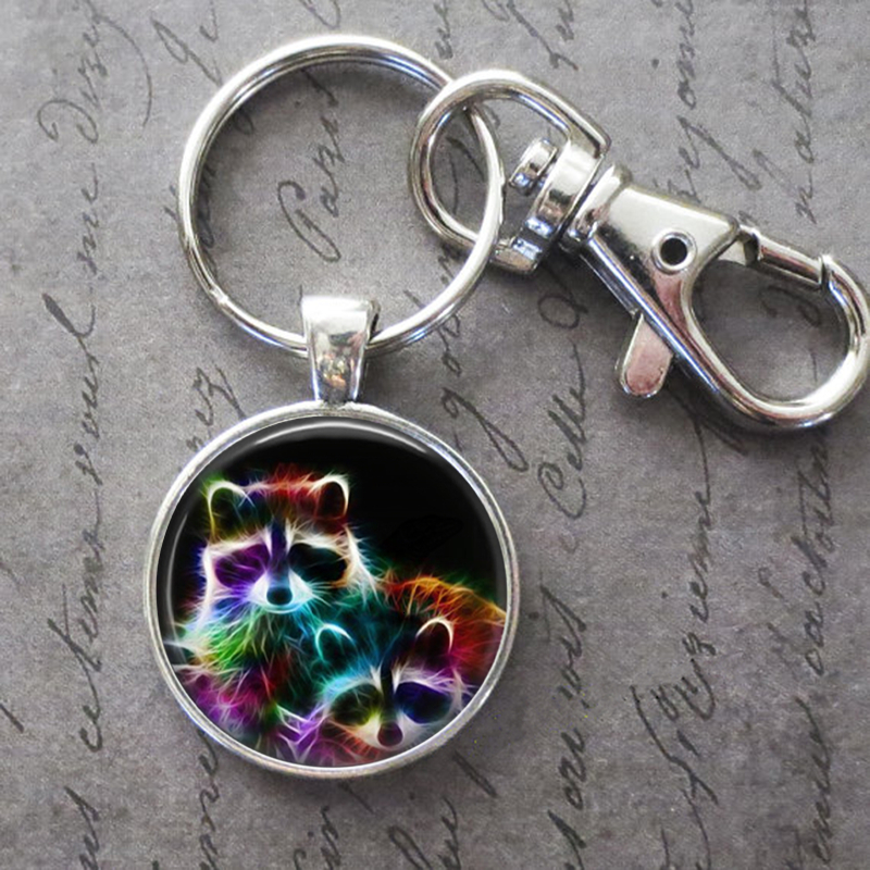 

Art Neon Raccoon Key Ring Key Chain Buckle Pendant Birthday Festival Anniversary Gift Jewelry Accessories
