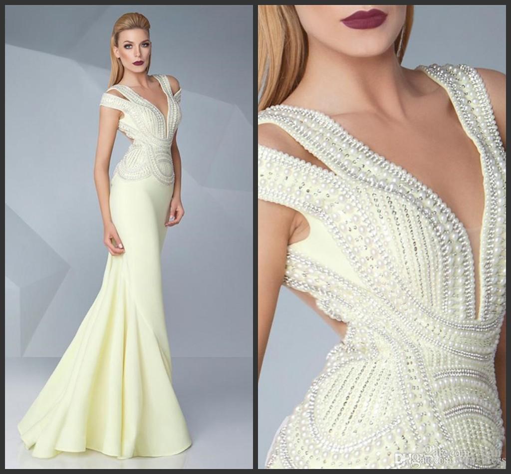 

2019 New Sexy Peals Mermaid Evening Dresses Sexy 2017 Plunging Neckline Cheap Trumpet Evening Gowns Custom Made Formal Pageant Dress 2018, Same as picture