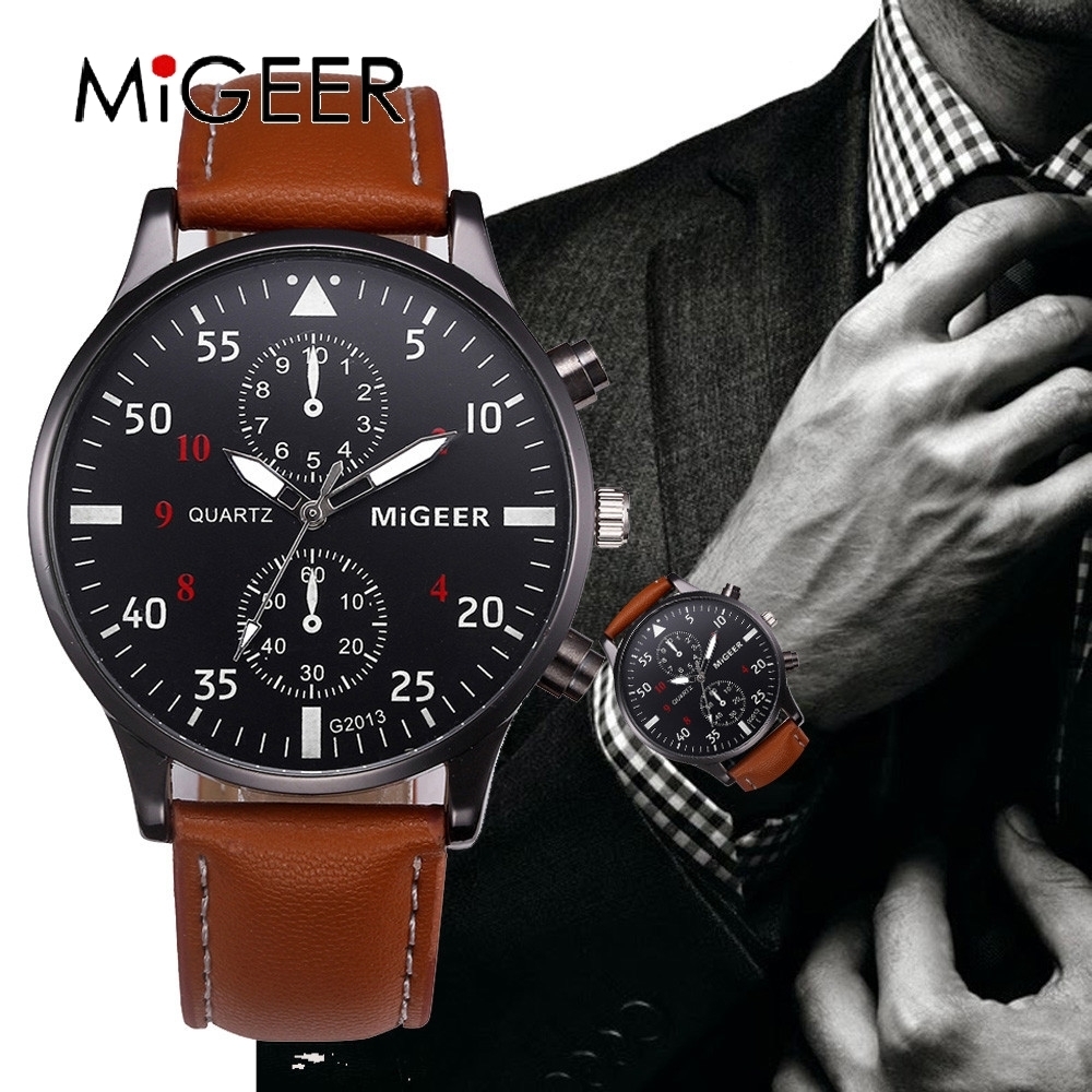 GIMTO GM208 Luxury Leather Watch Band Men Quartz Watch