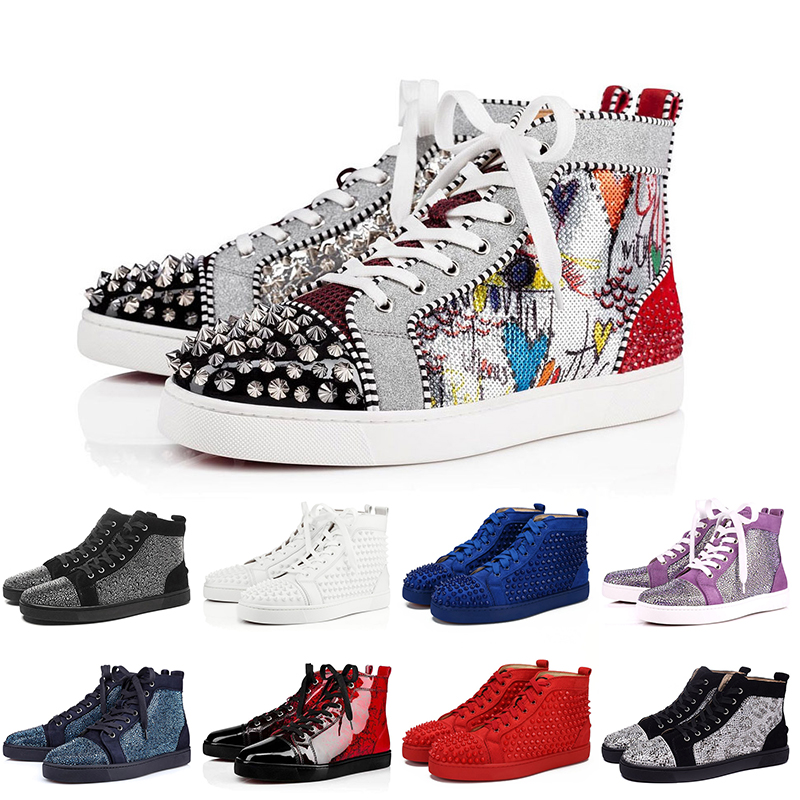 

Hot Selling designer shoes red bottoms for men women spike sneakers triple black white red suede leather mens trainers flat luxury shoes, #6