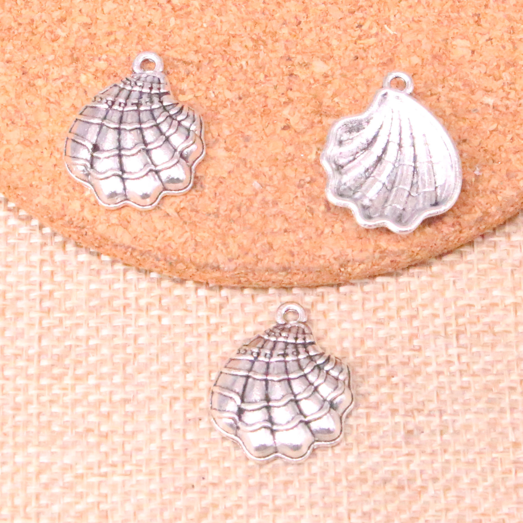 

71pcs Charms shell 19mm Antique Making pendant fit,Vintage Tibetan Silver,DIY Handmade Jewelry, Bronze;silver