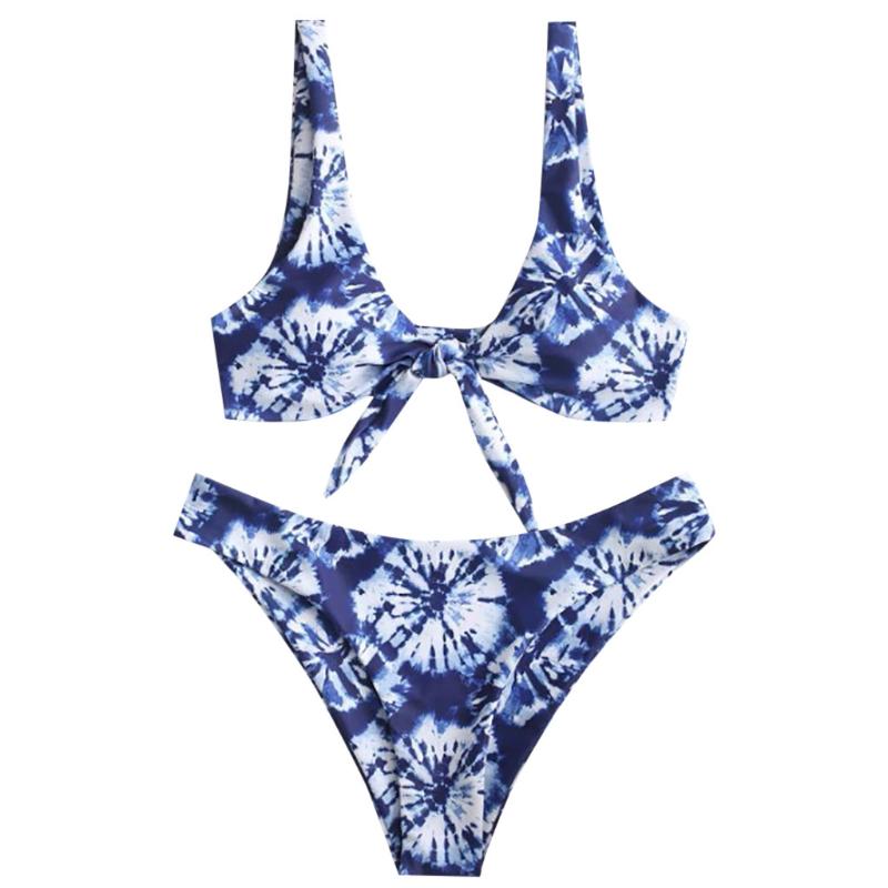 

Women' Sexy Solid Bikini Set Tie-Dye Lace Up High Swimwear Cut Leg Halter Bikini Set Two Piece Summer Swimsuit, Orange