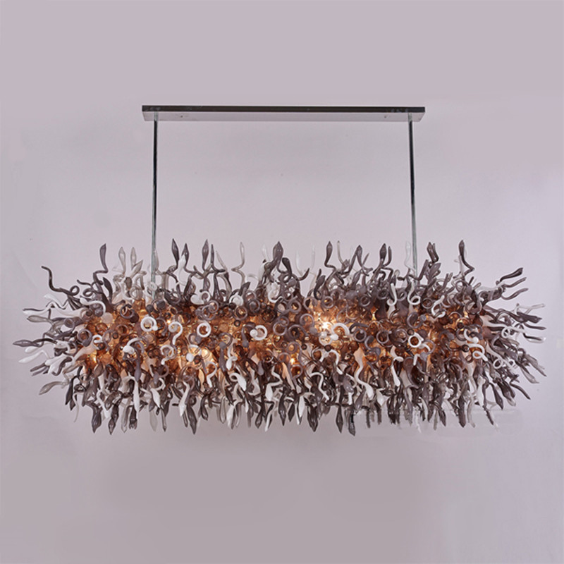 

Lamps Pretty Murano Art Pendant Light Hotel Office LED Hand Blown Glass Chandelier Lighting Fixtures Grey and White Color