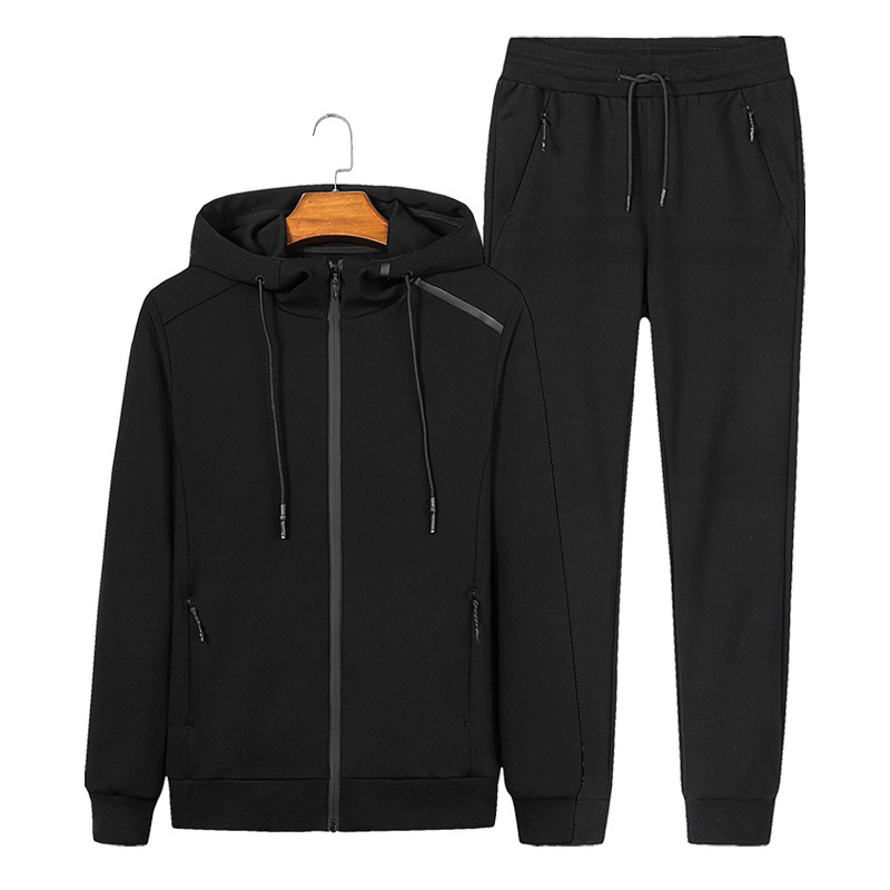 

Men Track Suit Men Sportswear Loose Gym Clothing Man Running Jogging Suits Zipper Two Piece Jacket+pants Plus Size 6XL 7XL 8XL, Black