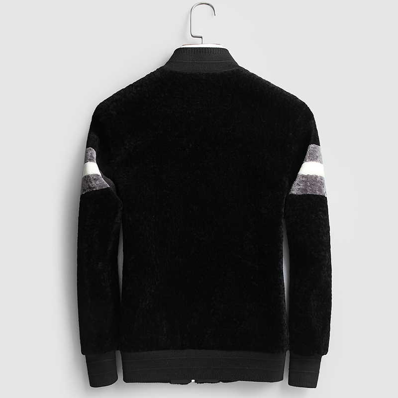 

Shearing Sheep Real Fur Winter Men Wool Coat Korean Baseball Jacket for Mens Clothing 2020 Casaco 28025 YY2222, Black