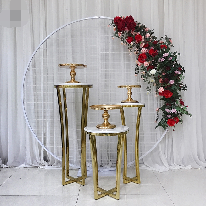 

Stainless Steel Wedding grand event backdrops arch road lead flower chair stand gold cake stand plinth crafts cake table party dessert table