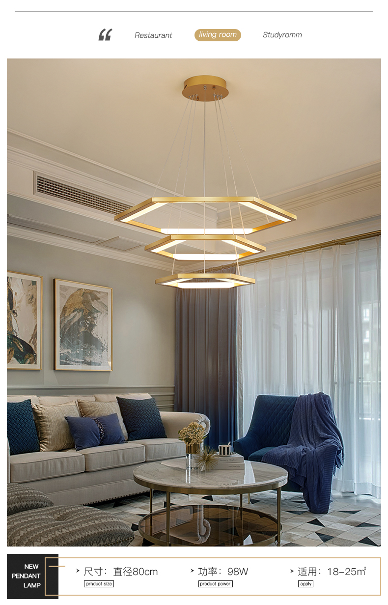 

Nordic restaurant pendant chandelier creative light living room lamp art gold black modern minimalist bar dining room pendant chandelier
