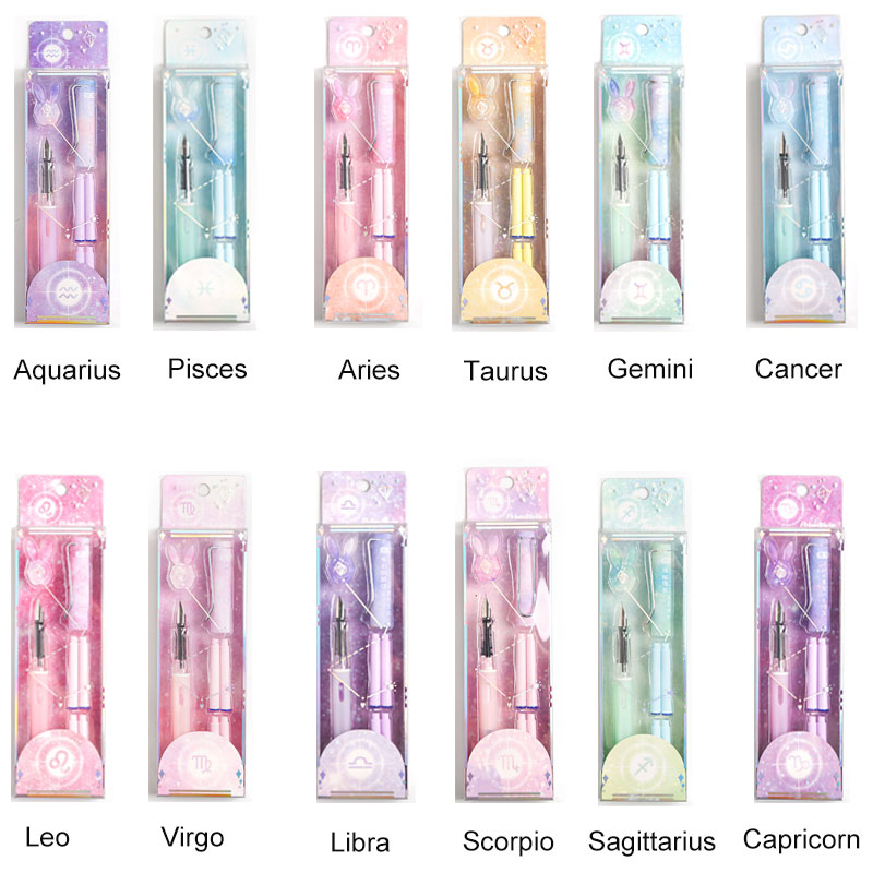 

2pcs/lot Fashion Cute Twelve Constellation 0.5mm Pen with Ink Bag Stationery School Art sets Supplier, Red