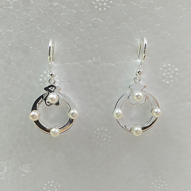 

Bear Jewelry 925 Sterling Silver earrings Silver Super Power Earrings With Pearls Fits European Jewelry Style Gift 812403520