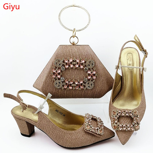 

italian champagne shoes and bag set wholesale 2019 women wedding shoes and matching purse for women party!! MJ1-28, Purple
